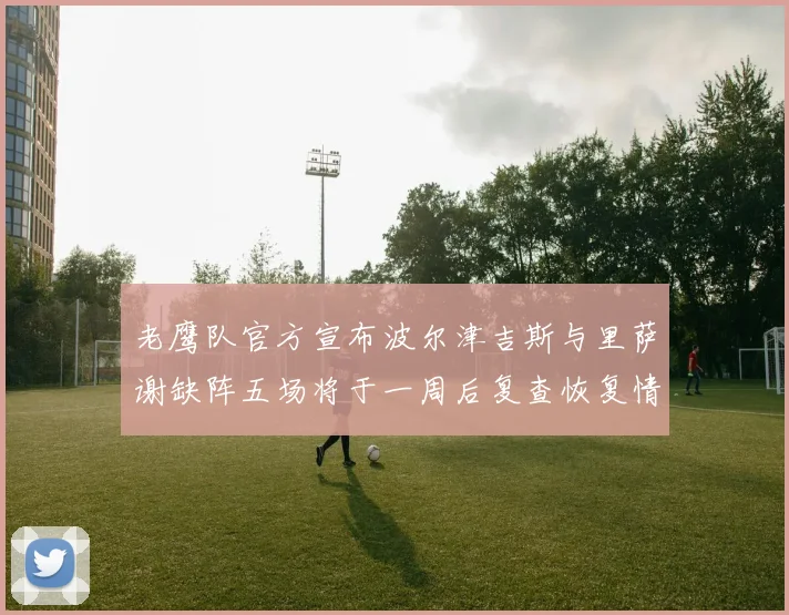 老鹰队官方宣布波尔津吉斯与里萨谢缺阵五场将于一周后复查恢复情况